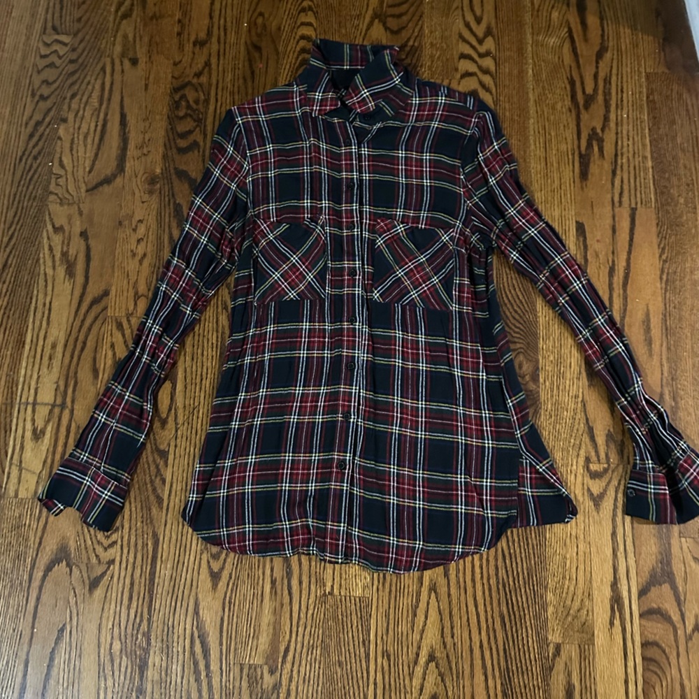 New Look Women's Plaid Button Down Shirt - Red and Black